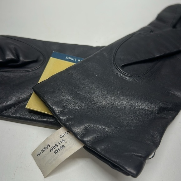 Isotoner Aris 115 Leather Gloves Cashmere Lined Winter Luxury Black New One Size - Picture 6 of 7